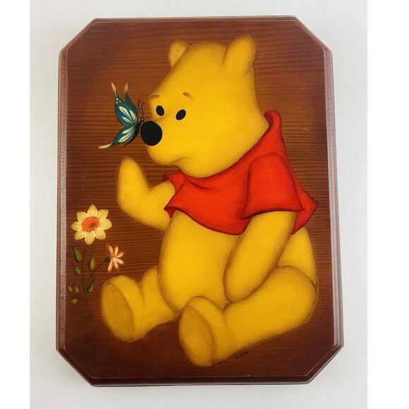 Handpainted Winnie the Pooh wall art painting wood plaque block Artisan Unique - Picture 1 of 9